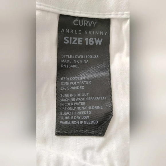 Copper Flash Womens 16W Curvy Ankle Skinny White Premium Denim (TINY FLAW) - Picture 11 of 12